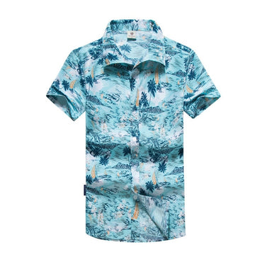 Men Shirt Summer Style Palm Tree Print Beach Hawaiian Shirt Men Casual Short Sleeve Hawaii Shirt camisa masculina Asian Size 5XL