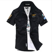 Fashion Airforce Uniform Military Short Sleeve Shirts Men's Dress ShirtMilitary Uniform Shirt