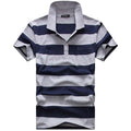 Casual cotton gentleman Men POLO Shirt Cotton pocket decoration Striped Polo Homme Summer Short-sleeve Camisa Polo Slim Fit Tee