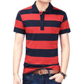 Casual cotton gentleman Men POLO Shirt Cotton pocket decoration Striped Polo Homme Summer Short-sleeve Camisa Polo Slim Fit Tee