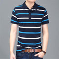 Casual cotton gentleman Men POLO Shirt Cotton pocket decoration Striped Polo Homme Summer Short-sleeve Camisa Polo Slim Fit Tee