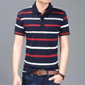 Casual cotton gentleman Men POLO Shirt Cotton pocket decoration Striped Polo Homme Summer Short-sleeve Camisa Polo Slim Fit Tee