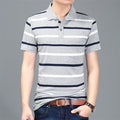 Casual cotton gentleman Men POLO Shirt Cotton pocket decoration Striped Polo Homme Summer Short-sleeve Camisa Polo Slim Fit Tee