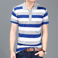 Casual cotton gentleman Men POLO Shirt Cotton pocket decoration Striped Polo Homme Summer Short-sleeve Camisa Polo Slim Fit Tee