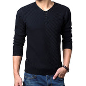 M-4XL Winter Henley Neck Sweater Men Cashmere Pullover Christmas Sweater Mens Knitted Sweaters Pull Homme Jersey