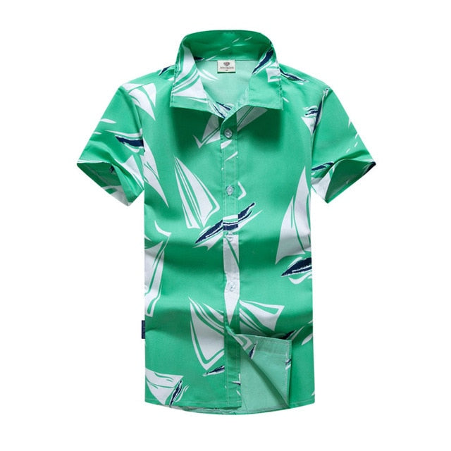 Hawaiian Shirt Men Fashion Quick-drying breathable Beach Shirts Short Sleeve Casual printing New 2017 Male Board Shirts