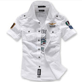 Fashion Airforce Uniform Military Short Sleeve Shirts Men's Dress ShirtMilitary Uniform Shirt