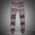 Slack Trousers Harem Pants Casual Hippie Drawstring Linen Mens Exotic Pattern