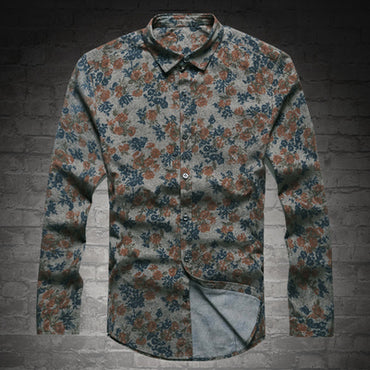 2019 Men Shirts fashion new style high quality casual cotton printed flower shirts men long sleeve Single Breasted Slim shirts