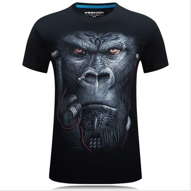 Summer Men's animal T-Shirt orangutan/gas monkey/Wolf 3D Printed T-Shirts Men Funny tees tops tee shirt large size