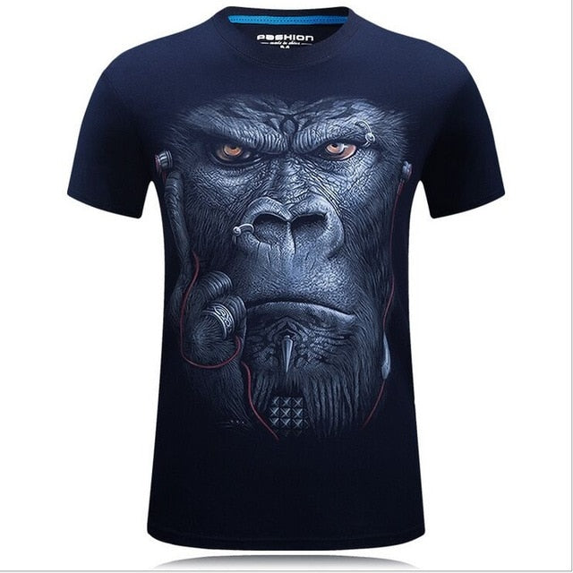 Summer Men's animal T-Shirt orangutan/gas monkey/Wolf 3D Printed T-Shirts Men Funny tees tops tee shirt large size