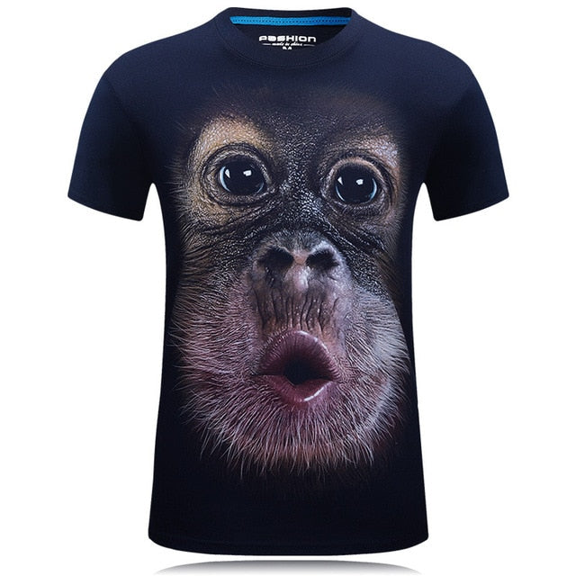 Summer Men's animal T-Shirt orangutan/gas monkey/Wolf 3D Printed T-Shirts Men Funny tees tops tee shirt large size