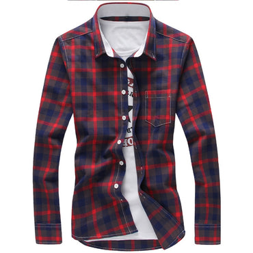 5XL Plaid Shirts Men Checkered Shirt Brand 2018 New Fashion Button Down Long Sleeve Casual Shirts Plus Size