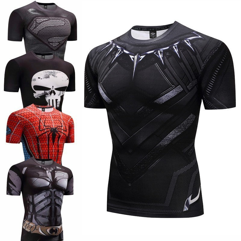 black panther Fitness Bodybuilding Compression Shirt Men Anime Rashgarda rashguard MMA 3D Superman Punisher T Shirt Crossfit