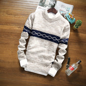 2019 O-Neck Sweaters Knitted Long Sleeve Men Sweater Mens Thickening Keep Warm Bottoming Sweaters Pullover XXL