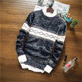 2019 O-Neck Sweaters Knitted Long Sleeve Men Sweater Mens Thickening Keep Warm Bottoming Sweaters Pullover XXL