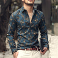 2019 autumn new fashion flower printed long sleeve shirts men camisa male slim flower shirts vintage Linen Casual Men Shirt