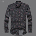 2019 autumn new fashion flower printed long sleeve shirts men camisa male slim flower shirts vintage Linen Casual Men Shirt