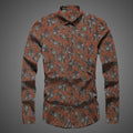 2019 autumn new fashion flower printed long sleeve shirts men camisa male slim flower shirts vintage Linen Casual Men Shirt