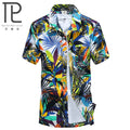 Men Shirt Summer Style Palm Tree Print Beach Hawaiian Shirt Men Casual Short Sleeve Hawaii Shirt camisa masculina Asian Size 5XL