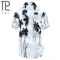 Men Shirt Summer Style Palm Tree Print Beach Hawaiian Shirt Men Casual Short Sleeve Hawaii Shirt camisa masculina Asian Size 5XL