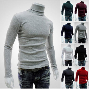 2019 New Autumn Winter Men'S Sweater Men'S Turtleneck Solid Color Casual Sweater Men's Slim Fit Brand Knitted