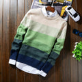 2019 Autumn Winter Wool Striped Sweater Mens Brand Casual Blue Male Sweater O-Neck Slim Fit Knitting Men Sweaters