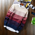 2019 Autumn Winter Wool Striped Sweater Mens Brand Casual Blue Male Sweater O-Neck Slim Fit Knitting Men Sweaters