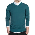 2019 Spring mens Pure color sweater pullovers Simple style cotton knitted V neck sweater jumpers Thin male knitwear S-3XL