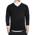 2019 Spring mens Pure color sweater pullovers Simple style cotton knitted V neck sweater jumpers Thin male knitwear S-3XL