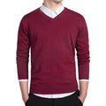 2019 Spring mens Pure color sweater pullovers Simple style cotton knitted V neck sweater jumpers Thin male knitwear S-3XL