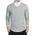 2019 Spring mens Pure color sweater pullovers Simple style cotton knitted V neck sweater jumpers Thin male knitwear S-3XL