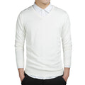 2019 Spring mens Pure color sweater pullovers Simple style cotton knitted V neck sweater jumpers Thin male knitwear S-3XL