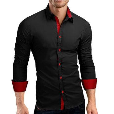 Men Shirt Brand 2018 Male High Quality Long Sleeve Shirts Casual Hit Color Slim Fit Black Man Dress Shirts 4XL