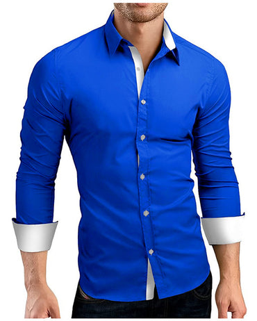 Men Shirt Brand 2018 Male High Quality Long Sleeve Shirts Casual Hit Color Slim Fit Black Man Dress Shirts 4XL