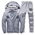 Sporting Suit Men Winter Sportswear Tracksuit Gray Sportsman Wear Thicken Fleece Hoodies+Pants Sweat Suit Outwear Hoodie