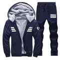 Sporting Suit Men Winter Sportswear Tracksuit Gray Sportsman Wear Thicken Fleece Hoodies+Pants Sweat Suit Outwear Hoodie