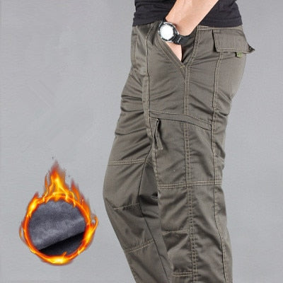 Men's Cargo Pants Winter Thicken Fleece Cargo Pants Men Casual Cotton Military Tactical Baggy Pants Warm Trousers Plus size 3XL