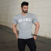 New men cotton Short sleeve t shirt Fitness bodybuilding shirts Crossfitsmale Brand tee tops Fashion gyms t-shirt mens costume