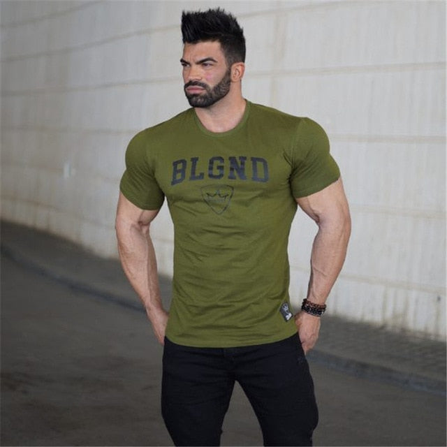 New men cotton Short sleeve t shirt Fitness bodybuilding shirts Crossfitsmale Brand tee tops Fashion gyms t-shirt mens costume