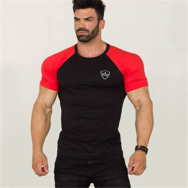 New men cotton Short sleeve t shirt Fitness bodybuilding shirts Crossfitsmale Brand tee tops Fashion gyms t-shirt mens costume