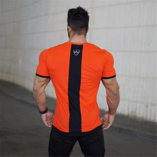 New men cotton Short sleeve t shirt Fitness bodybuilding shirts Crossfitsmale Brand tee tops Fashion gyms t-shirt mens costume