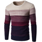 Spring Autumn Men's Sweater Polyester Stripe Pattern Loose Pullovers O-neck Thin Casual Sweater Outwear