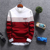 Men's Sweaters 2019 autumn Winter New streetwear fashion Stitching Male Knitwear warm Korean Slim Round Collar men clothing