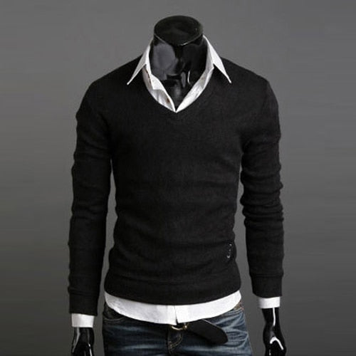 2019 Sweater Men Christmas Jumper Casual Knitted V Neck Pullover Sweaters Pull