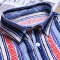 5XL Men's Shirts Short Sleeve Dress Shirt Striped Cotton Shirt Loose Turn Down Collar Hombre Camisa Hawaiian Clothes