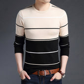 2019 New Fashion Brand Sweater Mens Pullover Striped Slim Fit Jumpers Knitred Woolen Autumn Korean Style Casual Men Clothes