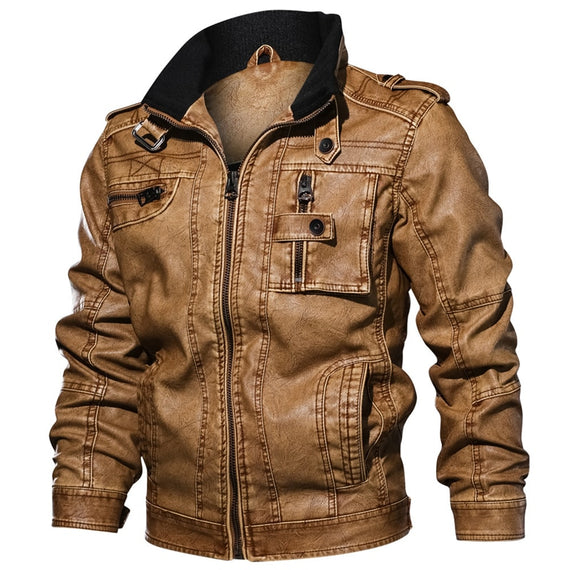 Men's Military Bomber Leather Jackets 2018 New Autumn Winter Thick Warm Tactical Pilot Multi-Pocket Leather Jacket Coat 4XL 5XL