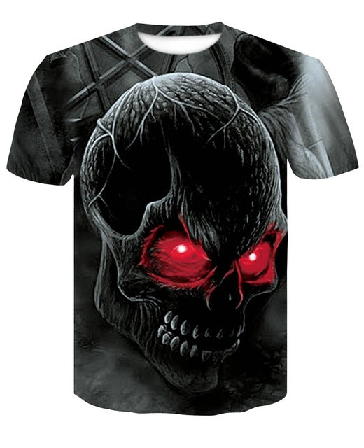 Men Summer Skull Poker Print Men Short Sleeve T-shirt 3D T Shirt Casual Breathable T-shirt Plus-size T-shirt