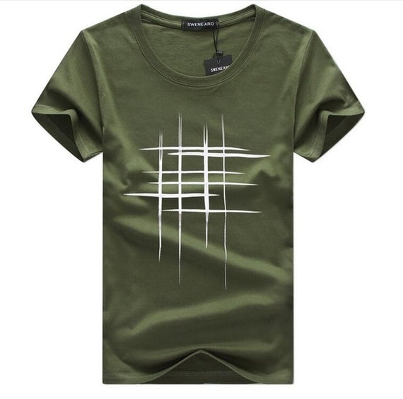 Simple creative design line cross Print cotton T Shirts Men's New Arrival Summer Style Short Sleeve Men t-shirt